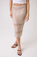 GUESS Pointelle Stitch Sequin Midi Skirt