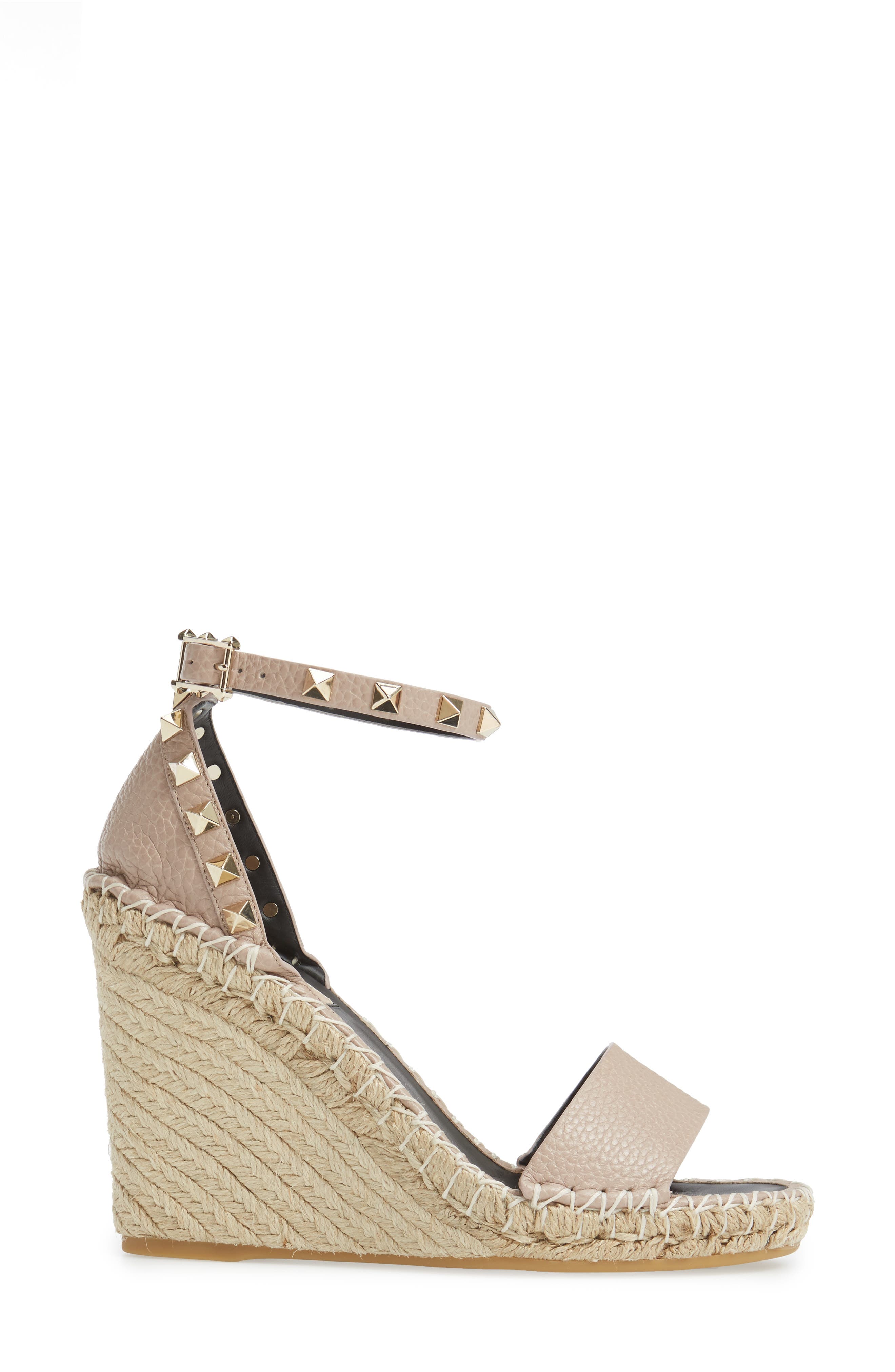Rockstud Espadrille Wedge, Alternate, color, NUDE