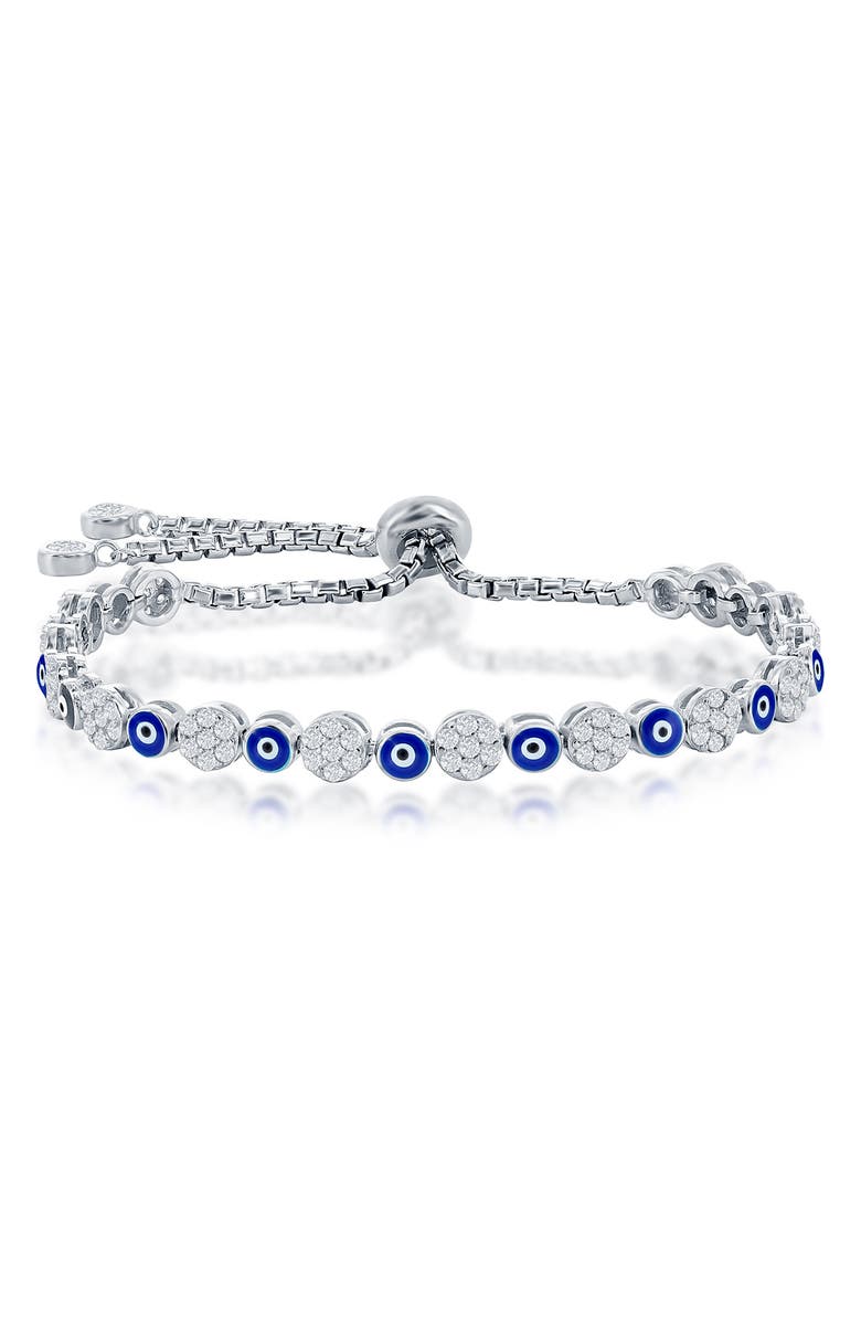 SIMONA Enamel Evil Eye CZ Slider Bracelet, Main, color, 