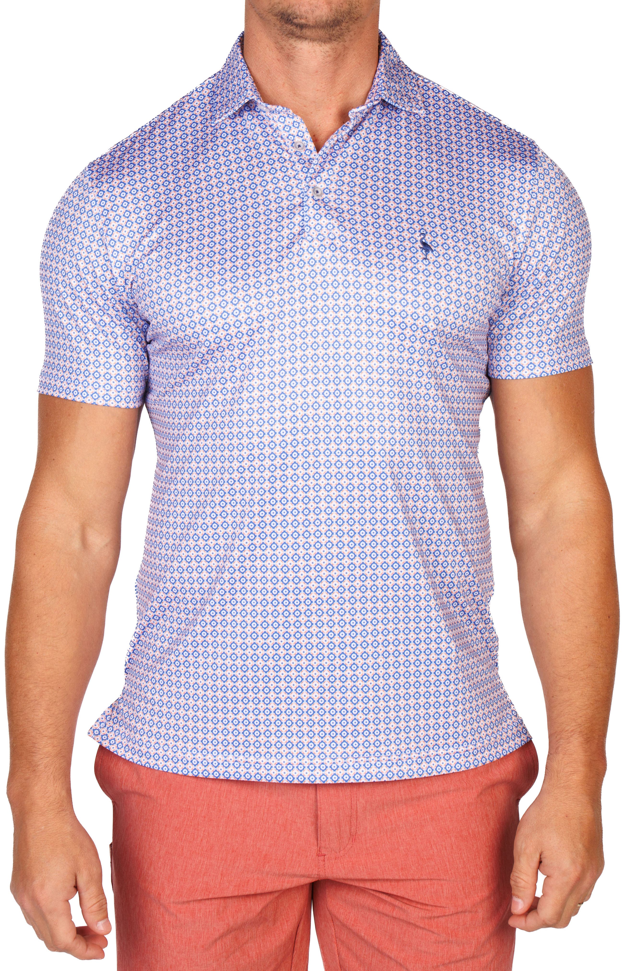 TailorByrd Geo Floral Mosaic Performance Golf Polo