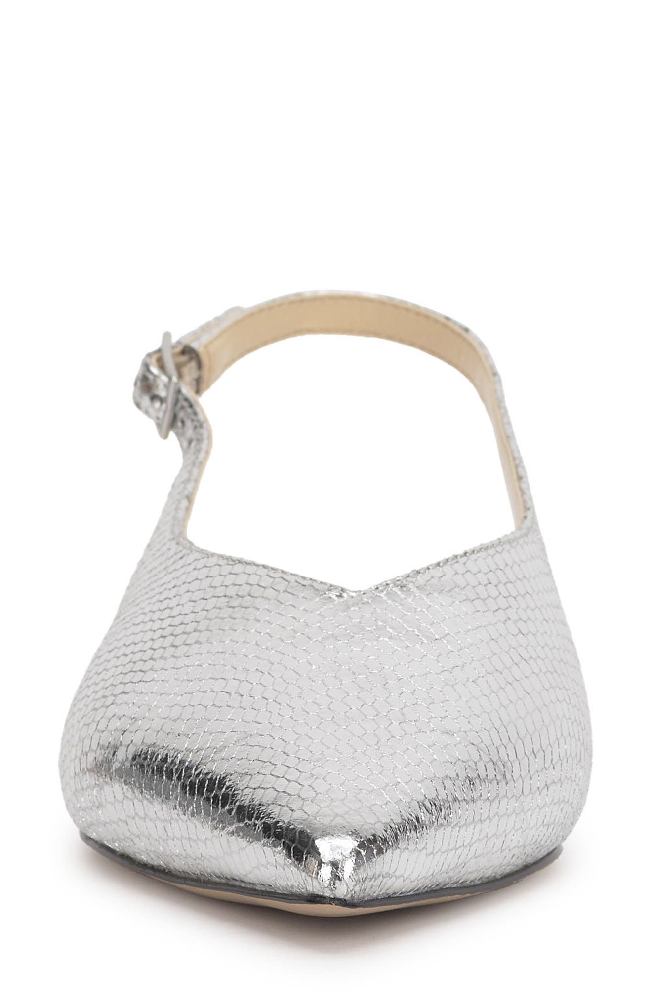 Jessica Simpson Mezzah Slingback Pointed Toe Flat, Alternate, color, Silver