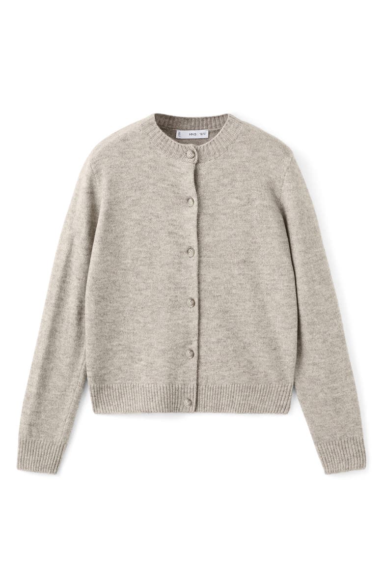 MANGO Crewneck Cardigan, Main, color, Light/ Pastel Grey