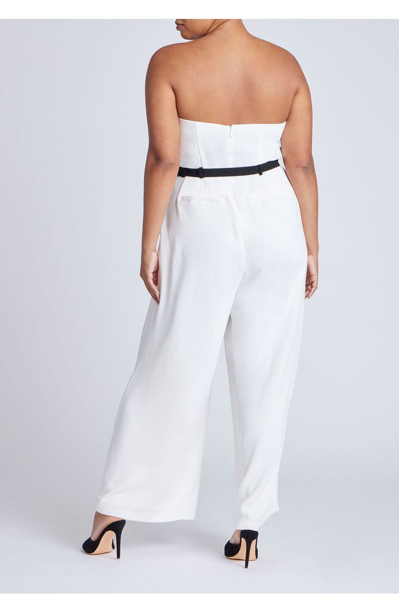 ELOQUII Tuxedo Jumpsuit, Alternate, color, White With Black