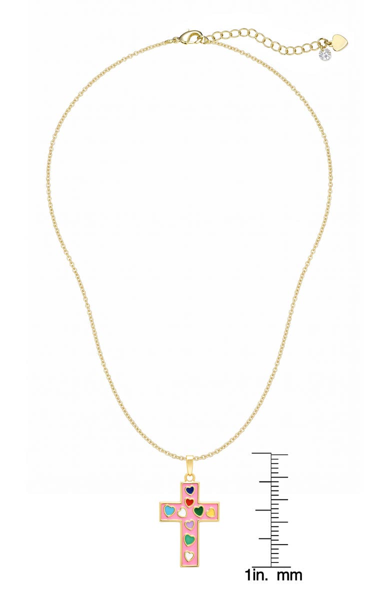 Lily Nily Kids' Cross Enamel Pendant Necklace, Alternate, color, Pink