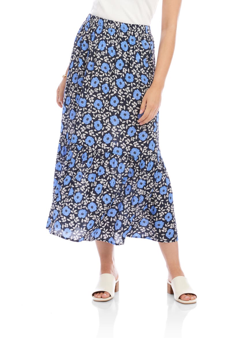Front Slit Tiered Midi Skirt, Alternate, color, PRINT