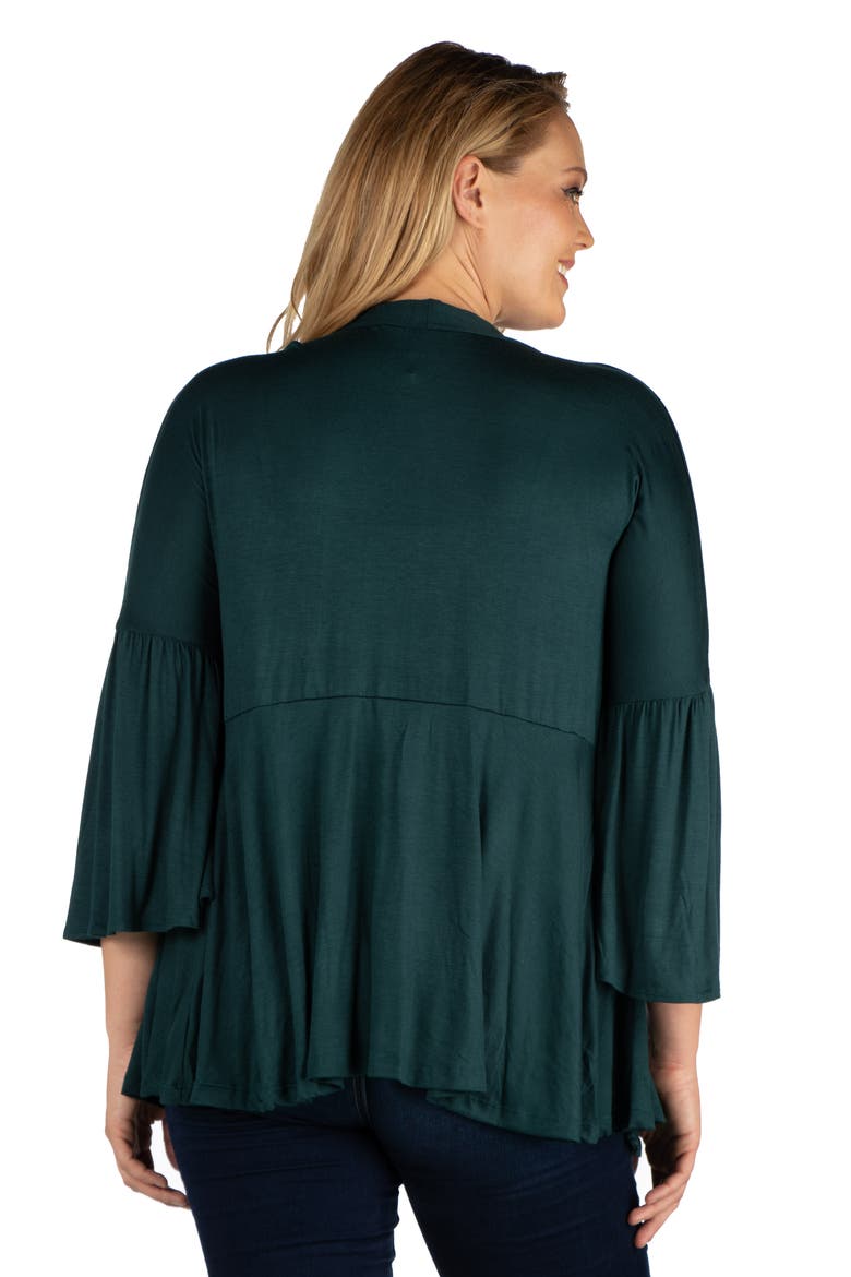 Plus Size Bell Sleeve Flared Open Front  Cardigan, Alternate, color, Hunter