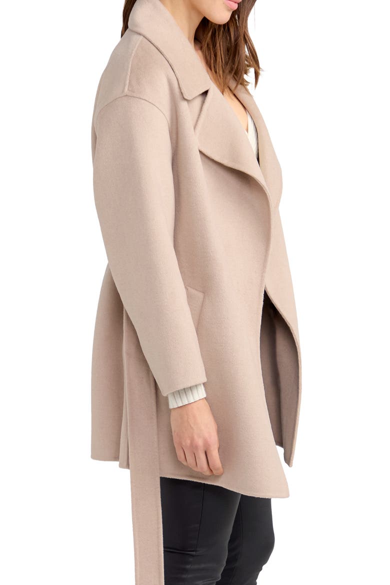 Eternal Flame Tie Waist Wool Blend Coat, Alternate, color, SAND