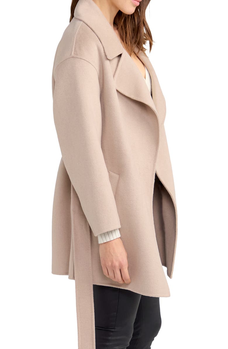 Belle & Bloom Eternal Flame Tie Waist Wool Blend Coat, Alternate, color, Sand