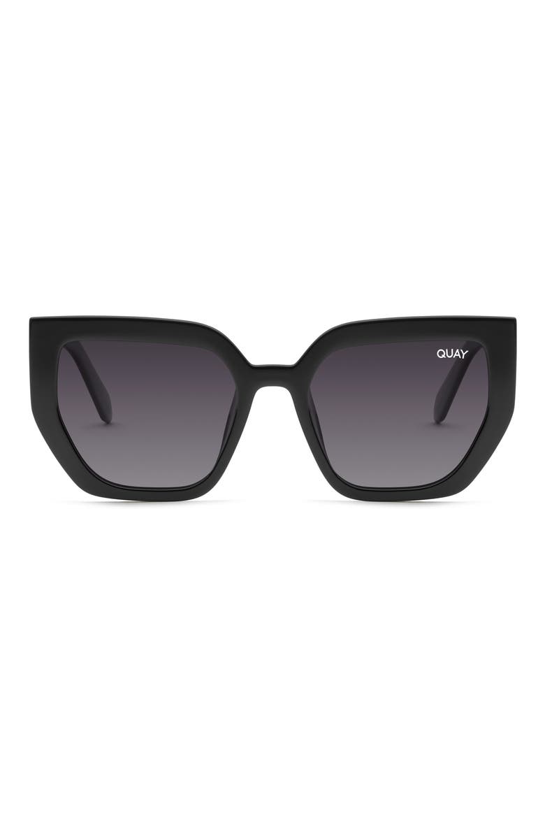 Contoured 54mm Polarized Cat Eye Sunglasses, Main, color, BLACK/ SMOKE POLARIZED