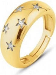 Spero London Celestial Star Sterling Silver Dome Ring With Stones