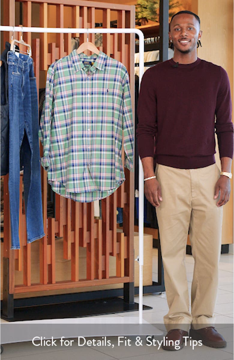 Classic Fit Plaid Cotton Button-Down Oxford Shirt, sales video thumbnail