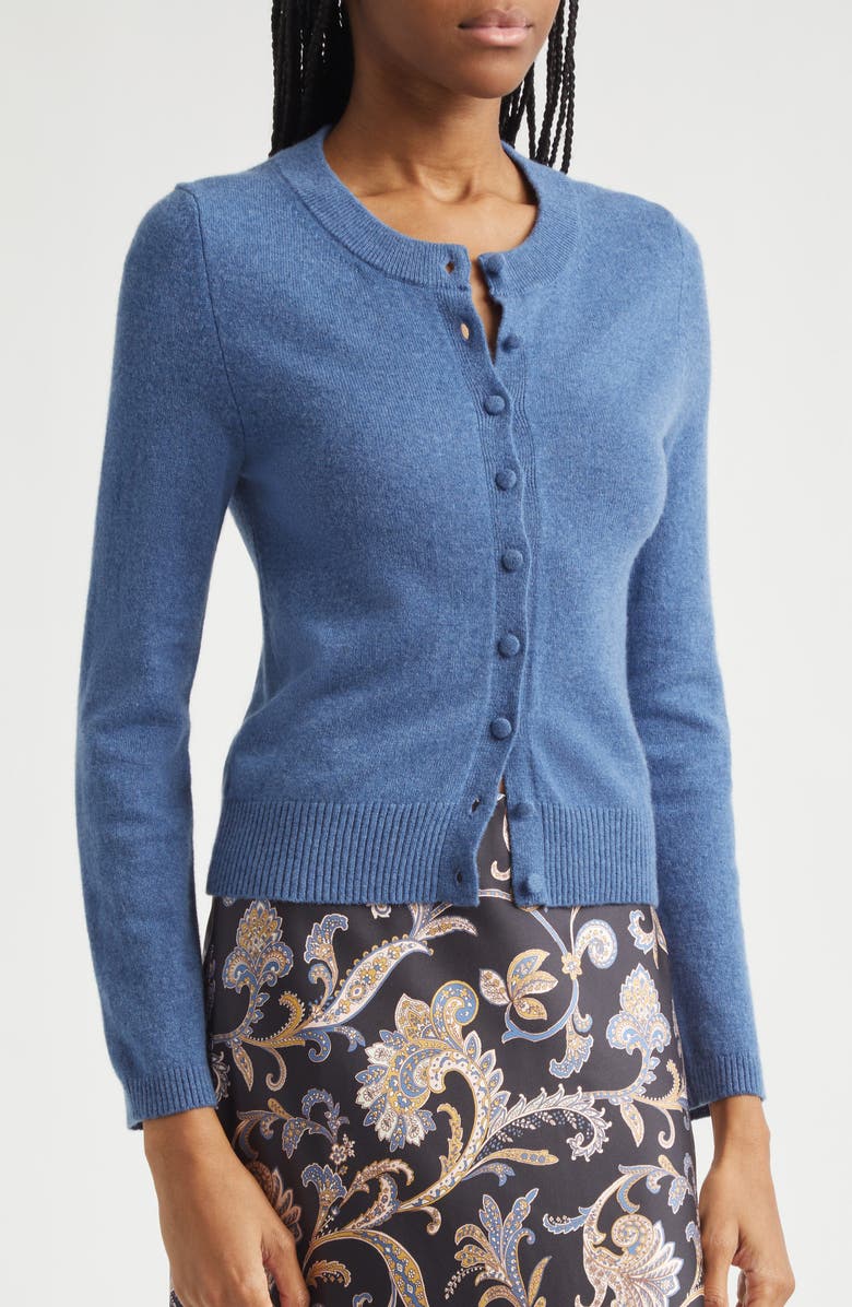 Veronica Beard Daro Cashmere Cardigan, Alternate, color, Blue Coast Melange