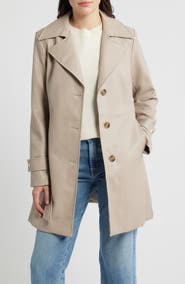Via Spiga Belted Faux Leather Trench Coat
