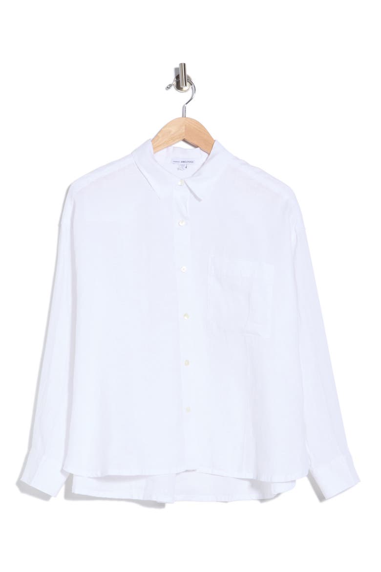 Linen Button-Up Shirt, Alternate, color, WHITE