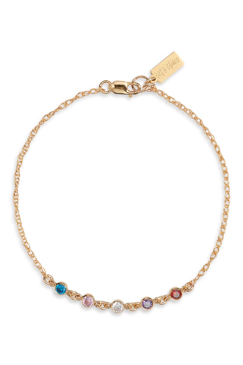 Multi Birthstone Bracelet, Main, color, GOLD / 5 CHARMS