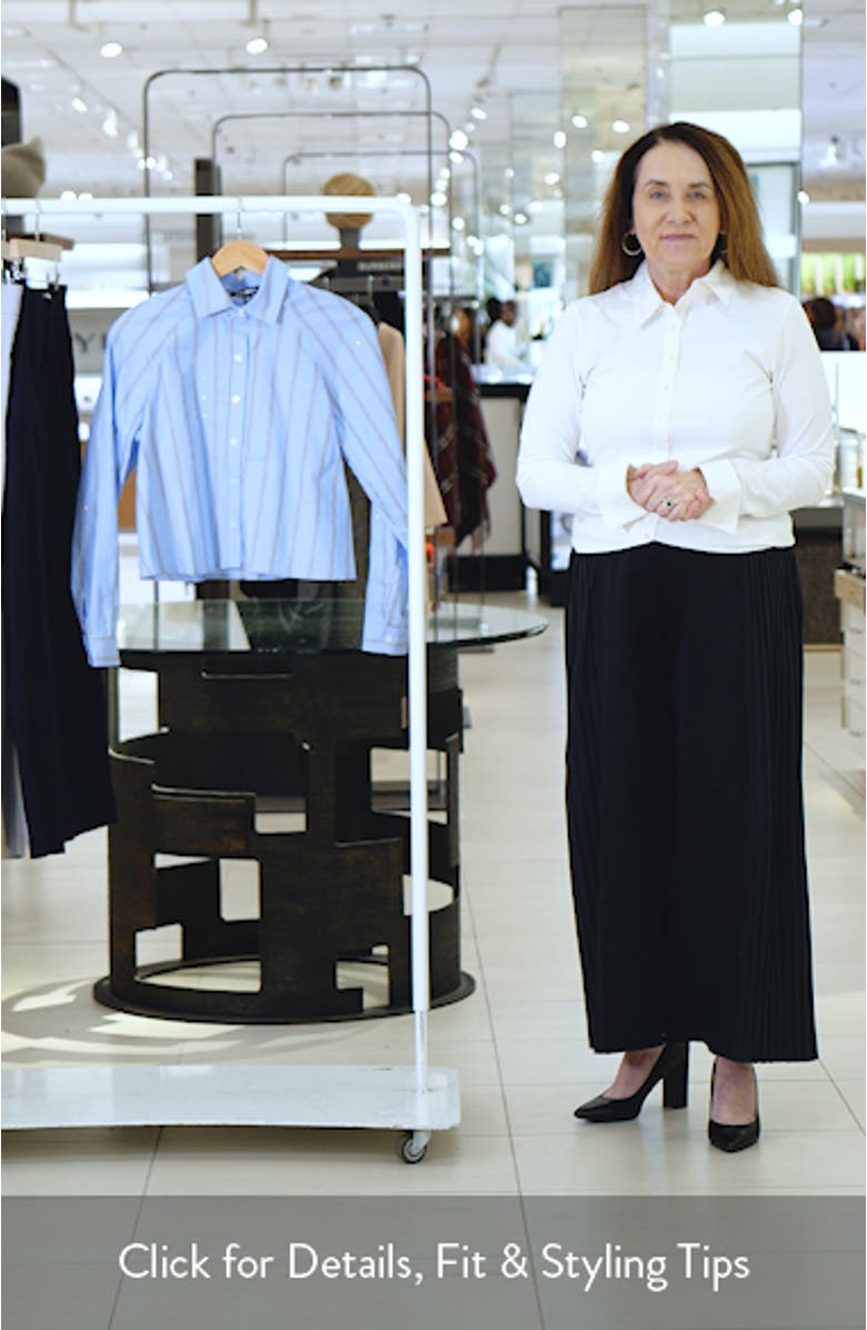 Tess Stripe Embellished Button-Up Crop Top, sales video thumbnail