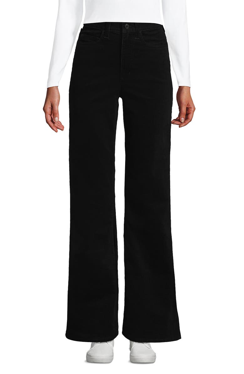 Lands
 End Corduroy High Rise Classic Flare Pants, Main, color, Black