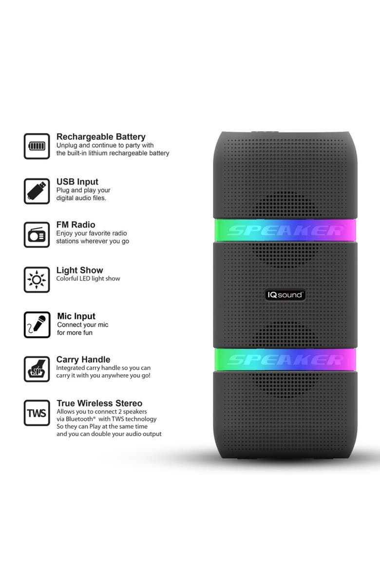 2x4" TWS Bluetooth Portable LED Light Speaker, Alternate, color, Black