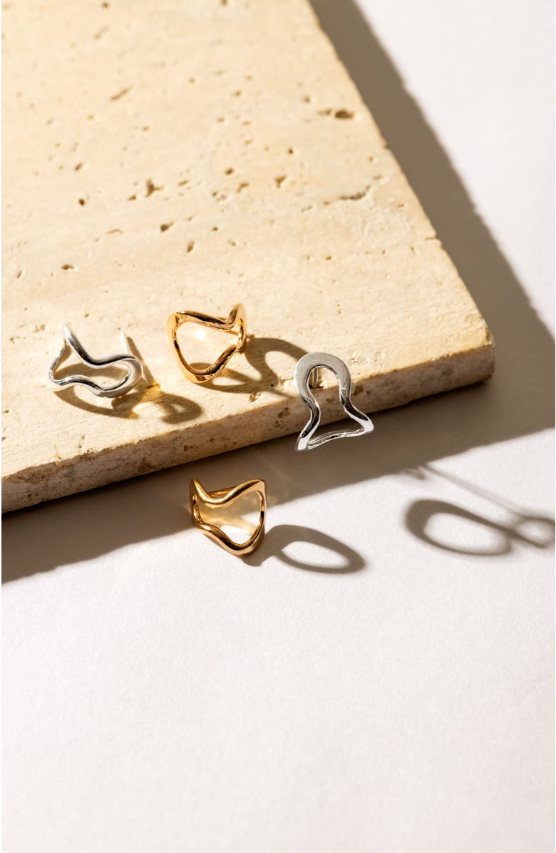 PIERETTI Conchi huggie earrings, Alternate, color, Gold Plate