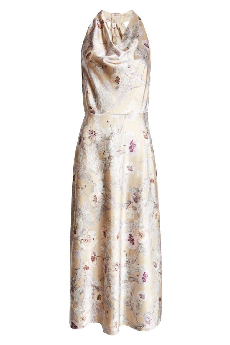 Wild Flower Cowl Neck A-Line Dress, Alternate, color, SAND