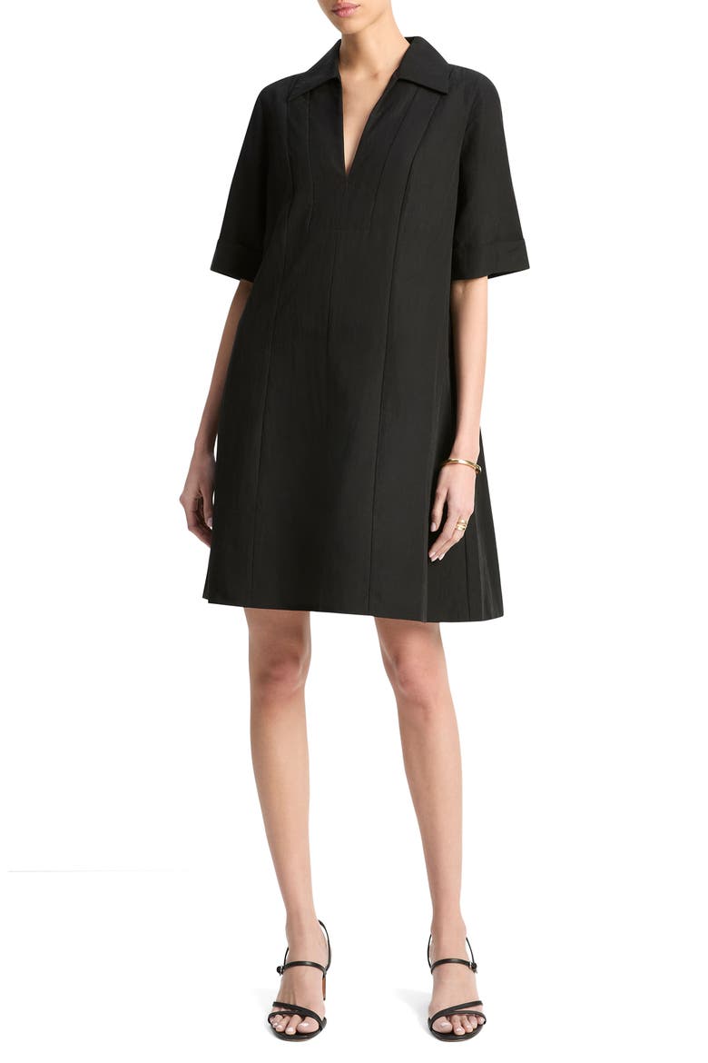 Collar A-Line Dress, Main, color, BLACK