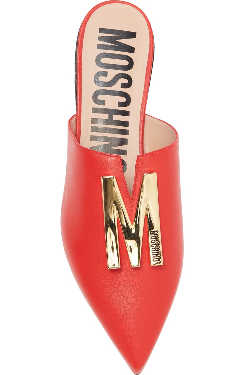Moschino Logo Pointy Toe Mule, Alternate, color,