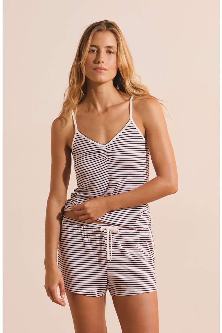 Vicky Striped Sleep Shorts, Alternate, color, NAVY