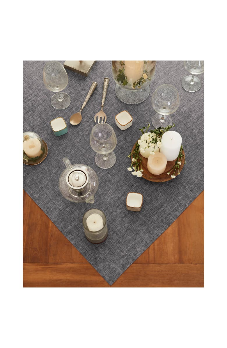 Solino Home Linen Table Throw - Athena, 52" x 52", 52" x 52", Alternate, color, Chambray Black