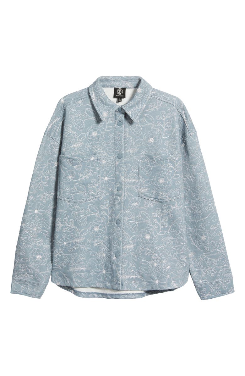 Bobeau Embroidered Cotton Blend Shacket, Alternate, color, Denim/ Ivory