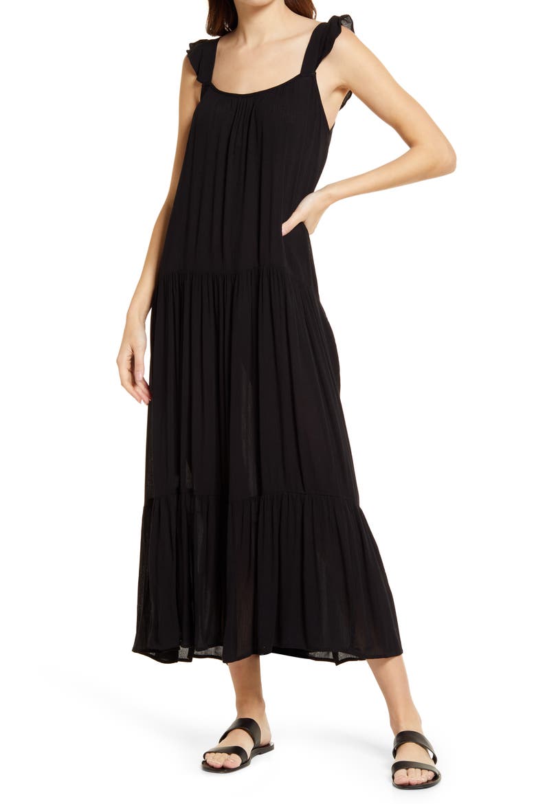 BB Dakota Under the Sun Midi Dress, Main, color, BLACK