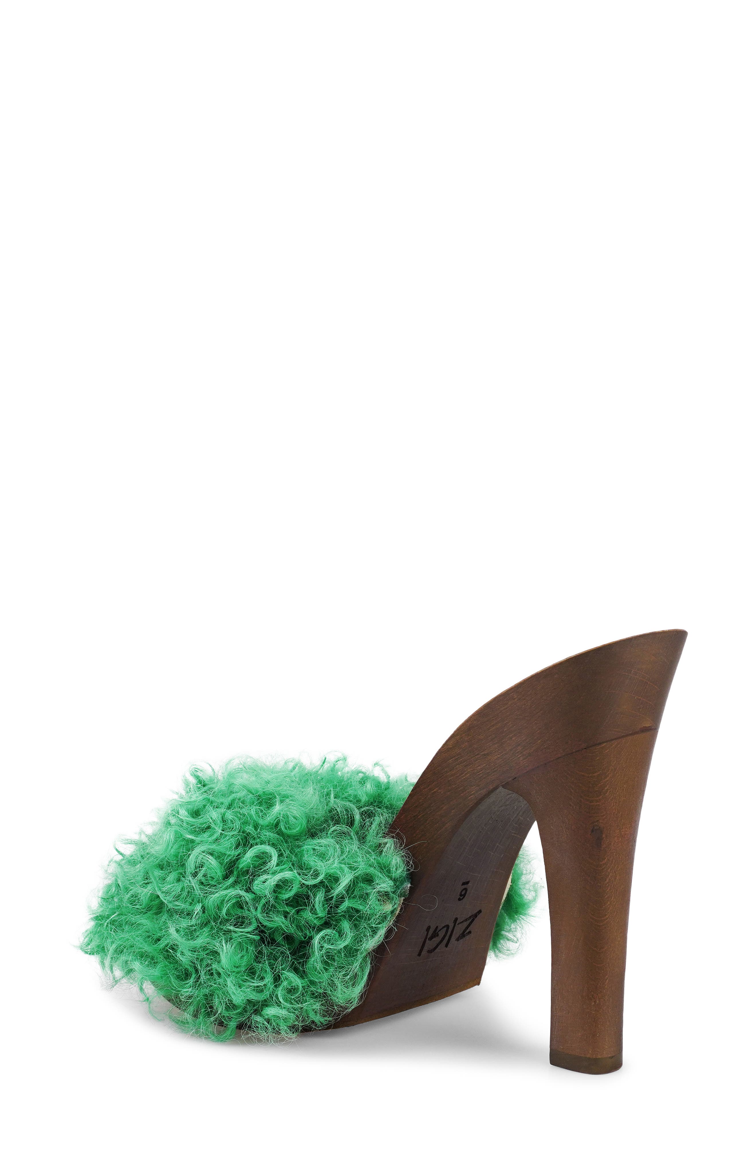 Genuine Shearling Platform Sandal, Alternate, color, GREEN FUR