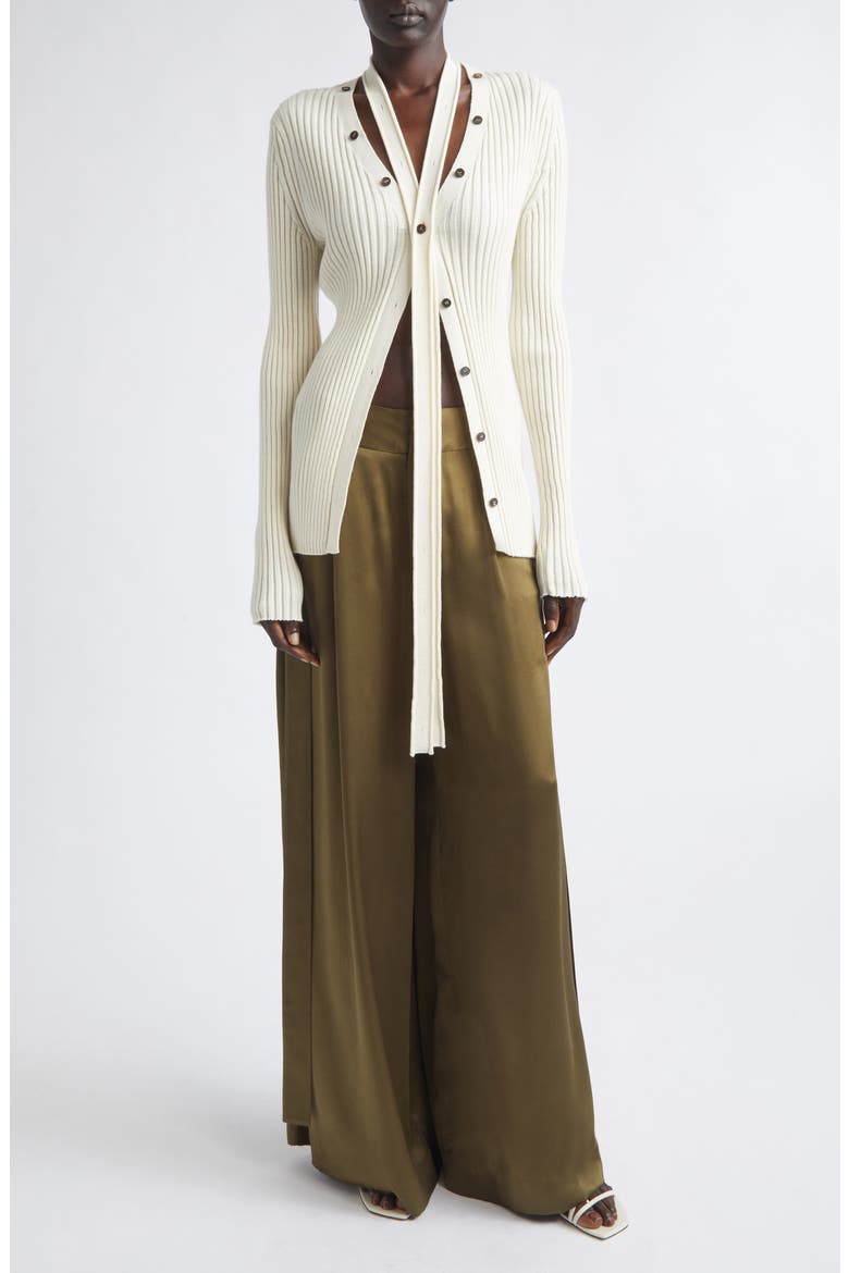 Convertible Merino Wool Rib Cardigan, Alternate, color, IVORY