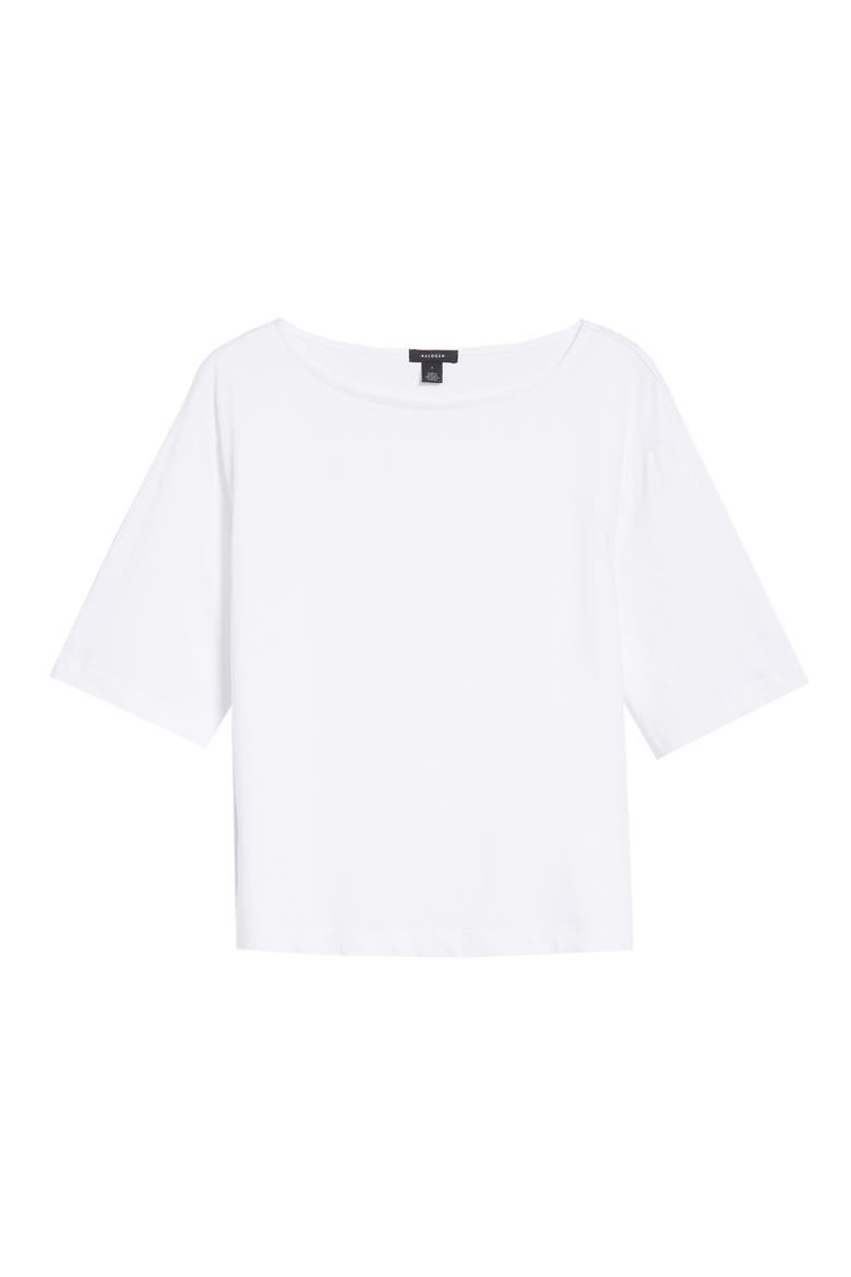 Boat Neck Cotton Top, Alternate, color, WHITE