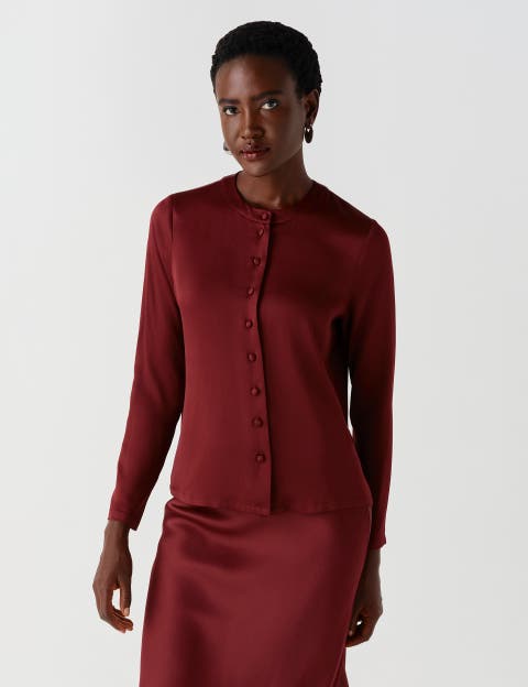 Efie Satin Button Through Blouse