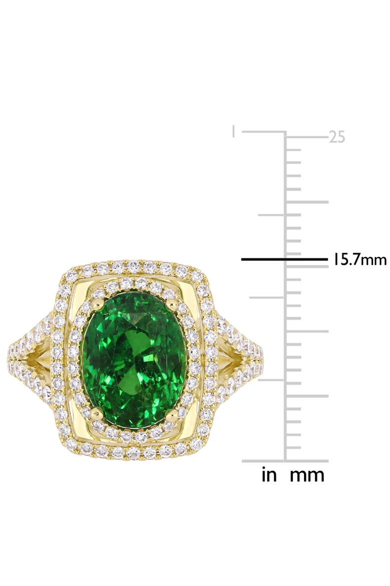 Tsavorite & Diamond Halo Split Shank Ring 14k, Alternate, color, Tsavorite