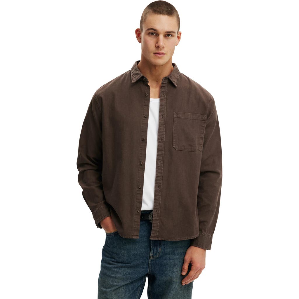Cotton On Lewis Long Sleeve Shirt In Brown