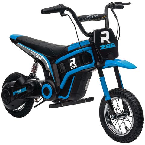 24V 350W Electric Dirt Bike with Twist Grip Throttle, 15 MPH, Music Horn, Rear Suspension