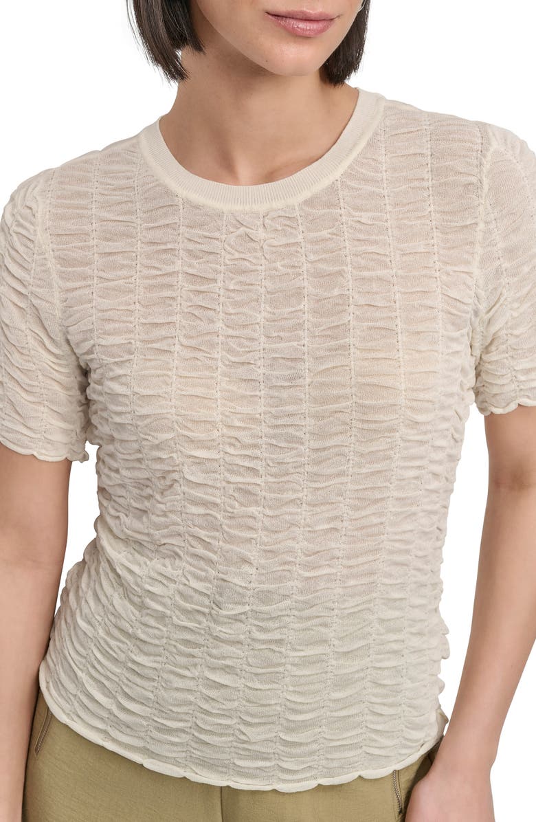 DKNY Superfine Textured Short Sleeve Sweater, Alternate, color, 