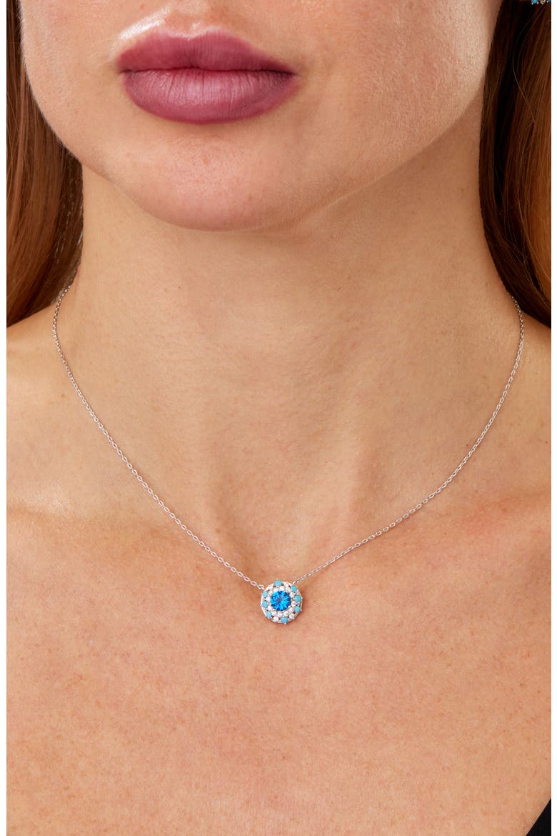 Blue Halo Pendant Necklace, Alternate, color, WHITE