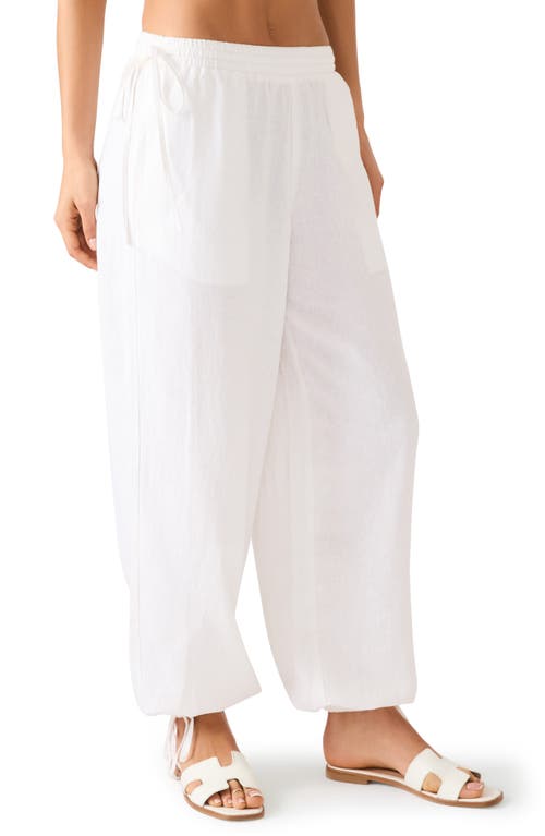 Steve Madden Divinia Tie Detail Linen Blend Pants In White