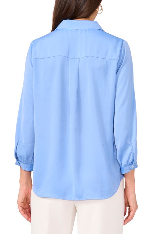 Vince Camuto Pleat Front Satin Shirt In Serene Sky