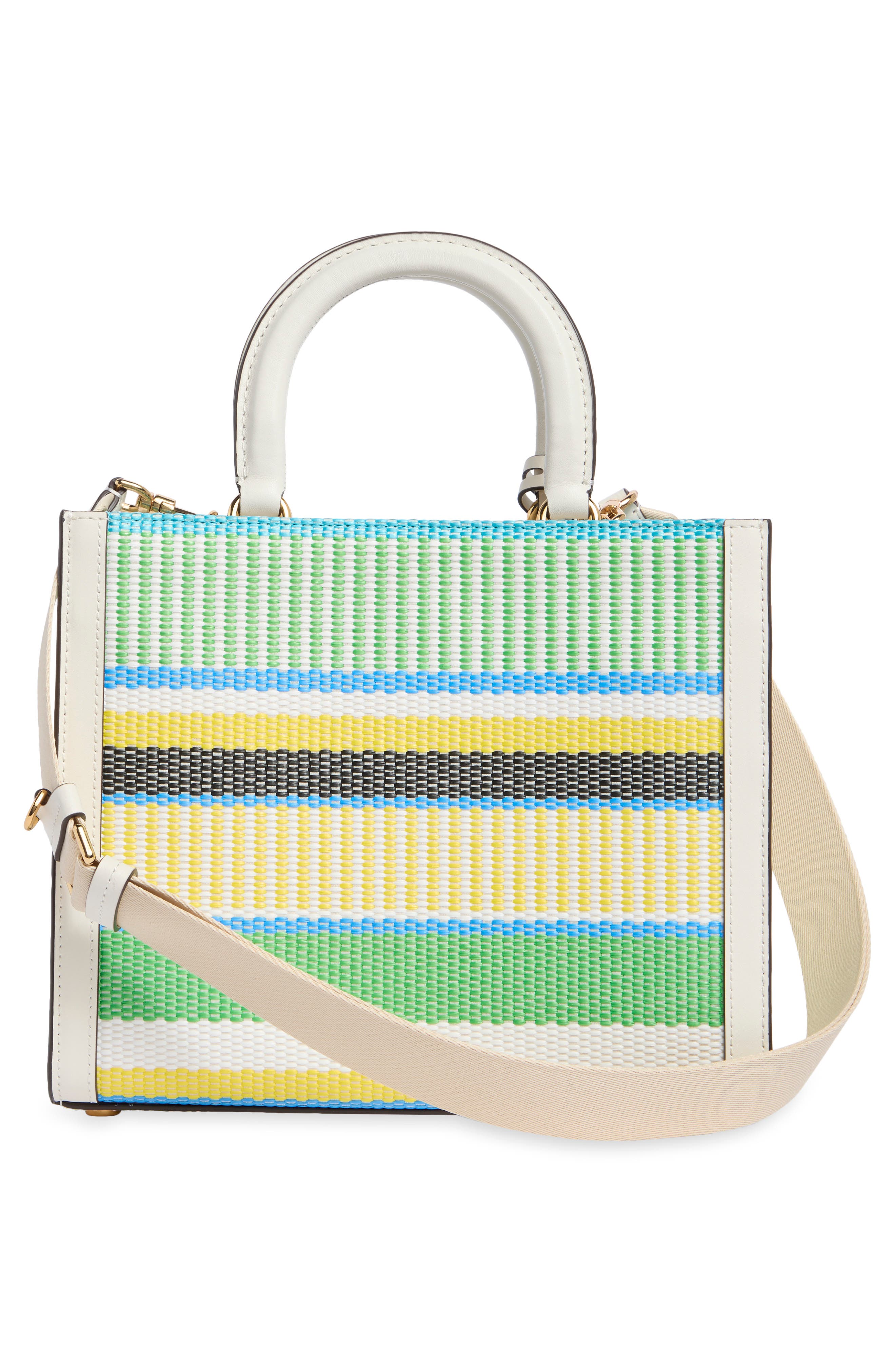 manhattan striped woven straw tote, Alternate, color, GREEN MULTI