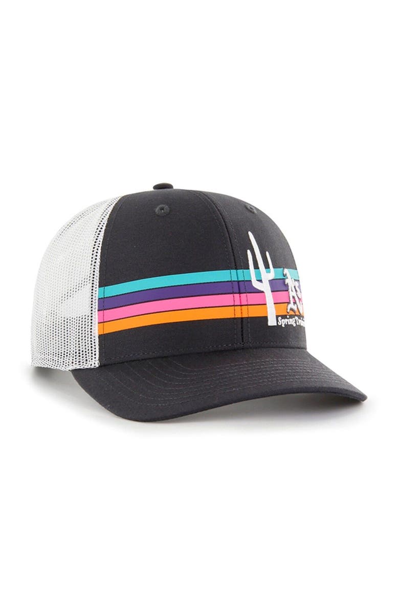 '47 Men's '47 Charcoal/White Oakland Athletics Spring Training Sun Dog Trucker Snapback Hat, Alternate, color,