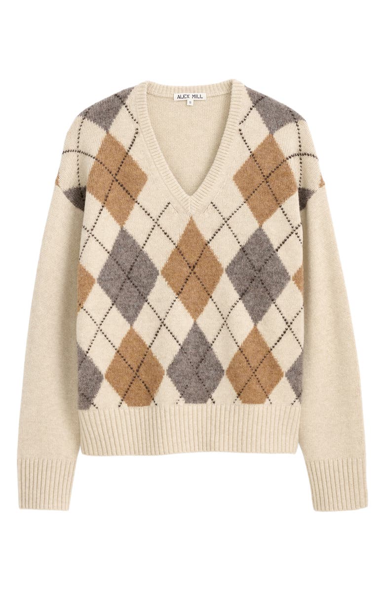 Alex Mill Campbell Argyle Wool Blend V-Neck Sweater, Alternate, color, Wishbone Multi