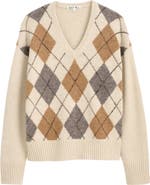 Alex Mill Campbell Argyle Wool Blend V-Neck Sweater