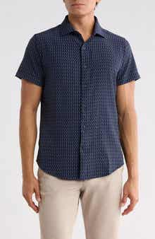 Geo Print Short Sleeve Button-Up Shirt