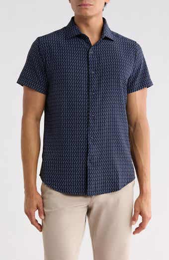 Geo Print Short Sleeve Button-Up Shirt