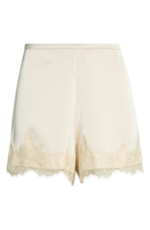 Elaine Lace Trim Matte Satin Shorts