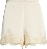 WAYF Elaine Lace Trim Matte Satin Shorts
