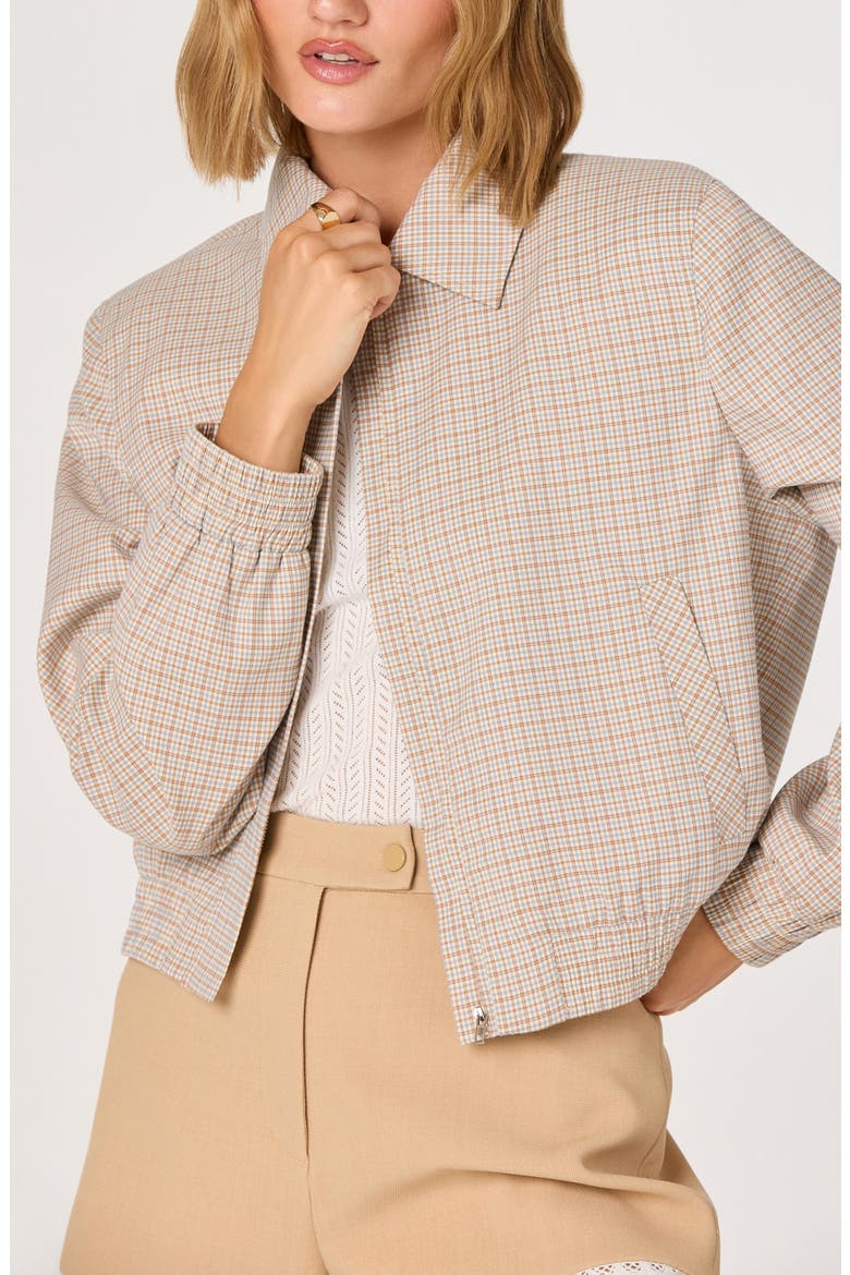Reid Check Stretch Zip Jacket, Alternate, color, BROWN BLUE PLAID